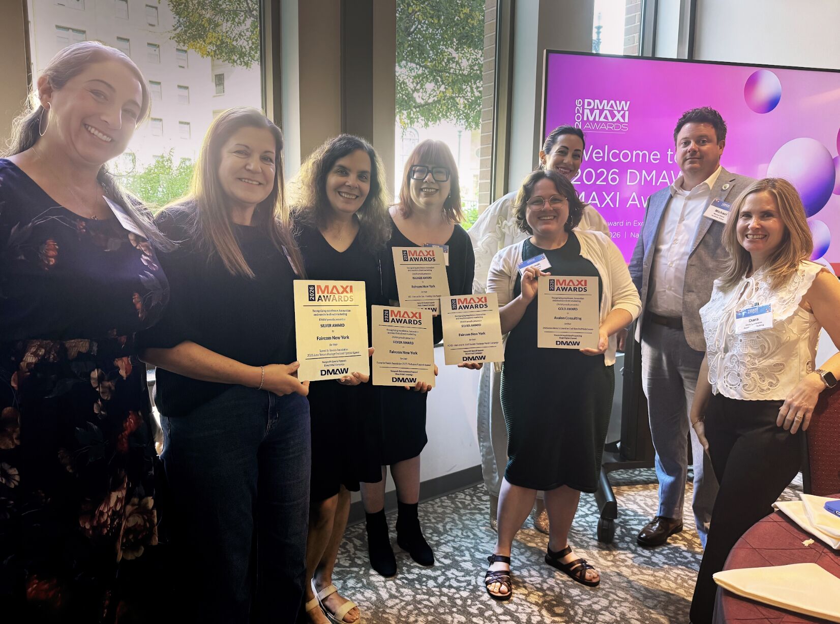 Photo of Avalon team members and clients celebrating at the 2026 DMAW MAXI Awards Luncheon.