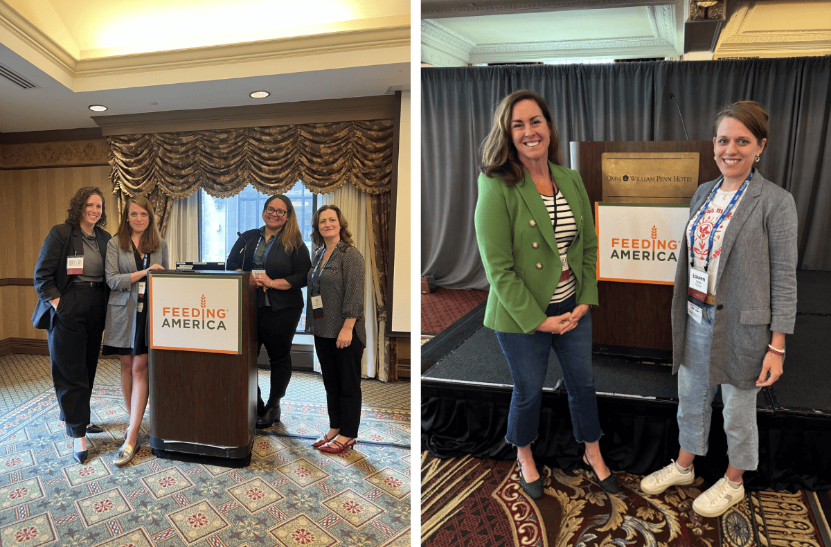 (L) Kristin, Lauren, Alexis, and Liz flank a podium after their session. (R) Allison and Lauren at the same podium a few days later.