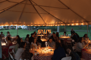 The inside of the Avalon party tent.