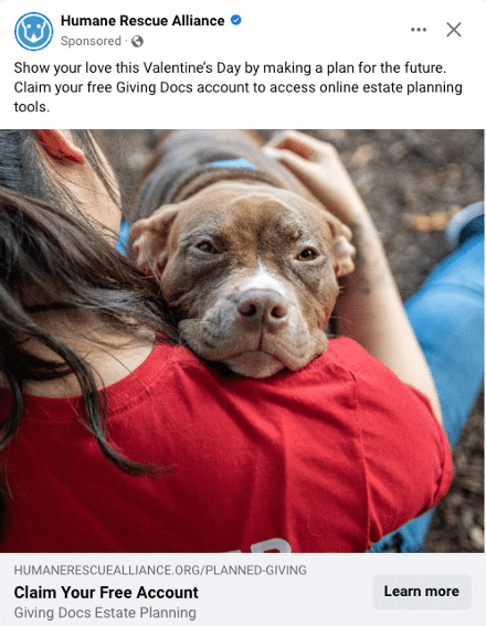 planned giving meta ad