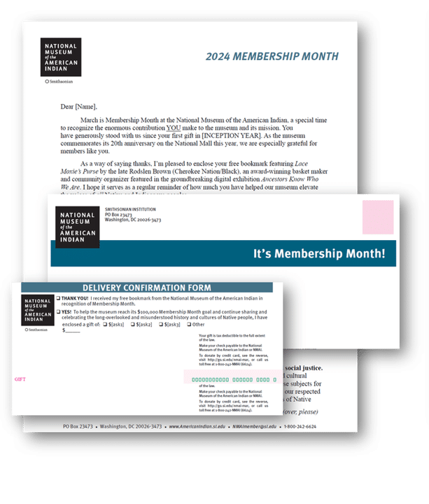 Direct mail package array for membership month