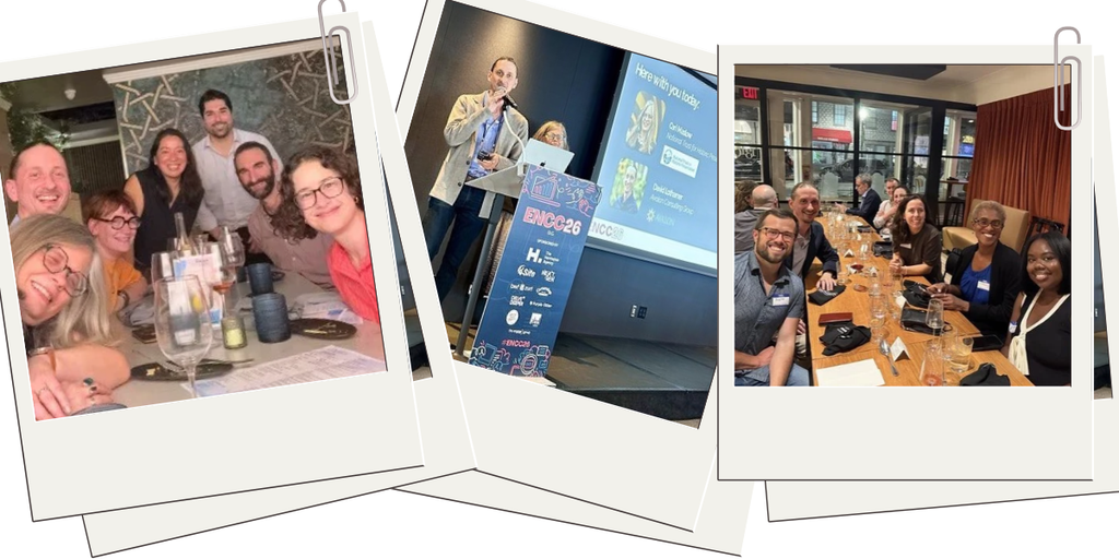 ENCC DC highlights: Dinner with David Lothamer, NTHP colleagues, and Evan Kieber of NPCA; David presenting with Cari Maslow of NTHP; and a partner dinner with the Engaging Networks team.