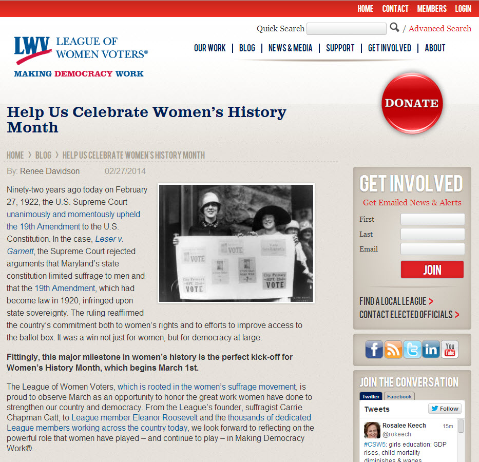LWV - womens history month